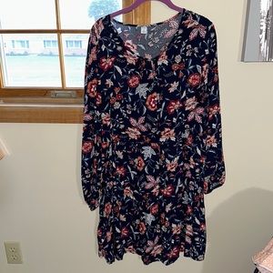Old Navy blue dress with pink flower details